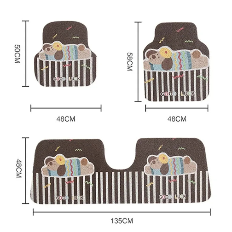 Three-piece Set Car Carpet Cute and Dirt-resistant Floor Mats Anti-dirt Non-slip Wear-resistant Protective Mats for Cars