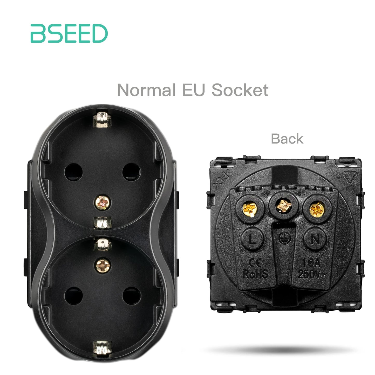 BSEED Glass Frame Panel Single Double Frames Wall Socket Part Triple Four Frames DIY Part with Metal Frames USB TYPE-C Socket