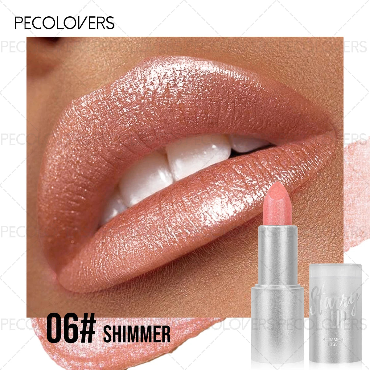 1pc Sparkling Pearlescent Lipstick,  Long-Lasting, Shimmering Glitter Finish, Ideal for Music Festivals & All Skin Types