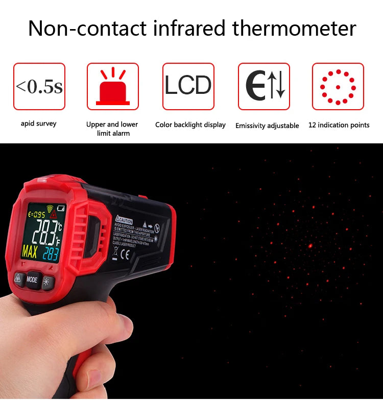 Digital Infrared Thermometer -50~600℃ IR Laser termometro Pyrometer Gun Non-Contact Laser Temperature Meter gauge Tools