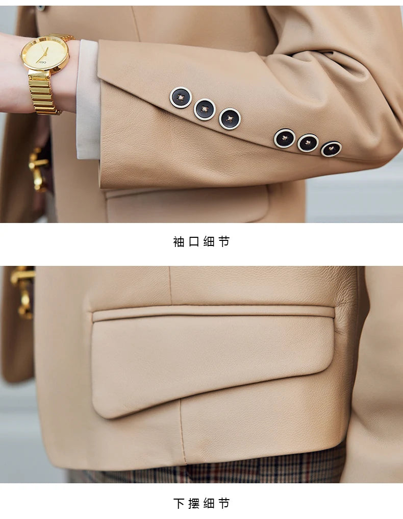 Leather Leather Clothing Women's 2025 Short Slim Jacket High Quality Sheepskin Women's Fashion Locomotive Autumn