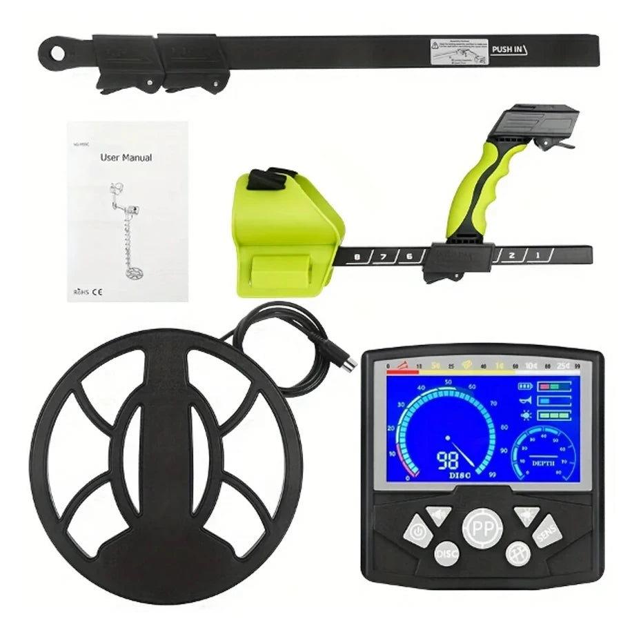 Metal Detector for Adults Analog Pointer Metal Detector with LCD Screen 10'' Waterproof Coil Adjustable All Metal&Disc&Pinpoint