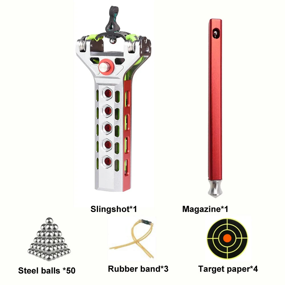 G5 Slingshot:two Automatic Slingshot Capable of Firing Multiple Rounds of All-Metal Beads in Rapid Succession Using a Rubber Ban