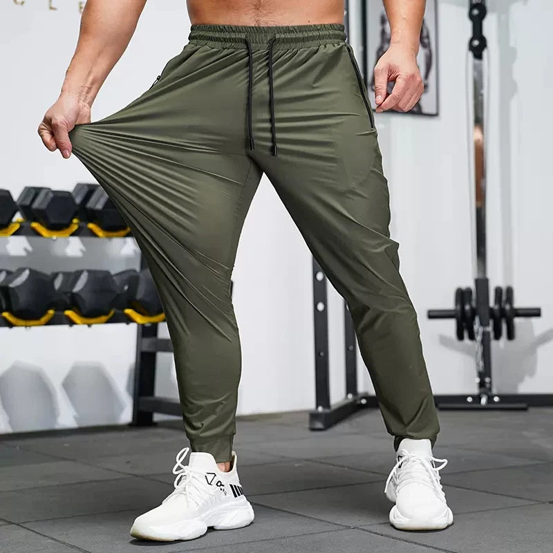 Men's Sports Pants Spring summer Running Pants Workout Active Trousers Slim Ice silk Quick dry Skinny Jogging Pants Joggers