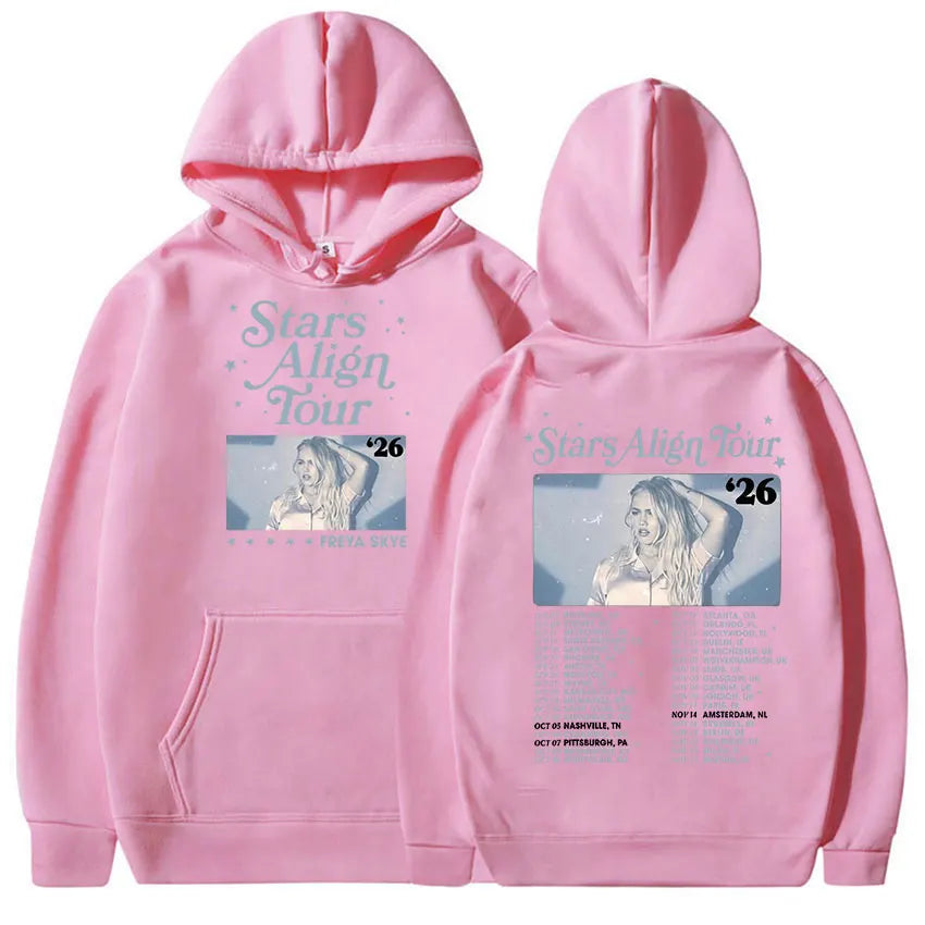 Freya Skye Stars Align Tour 2026 Print Hoodie Men Women Fashion Oversized Vintage Sweatshirt Fleece Clothing Long Sleeve Hoodies