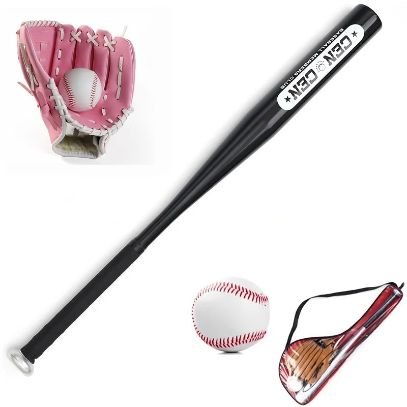 Baseball Balls Set 63.5cm Aluminum Alloy Baseball Bat PVC Baseball Glove Baseball Kit for Beginners Games and Batting Practice