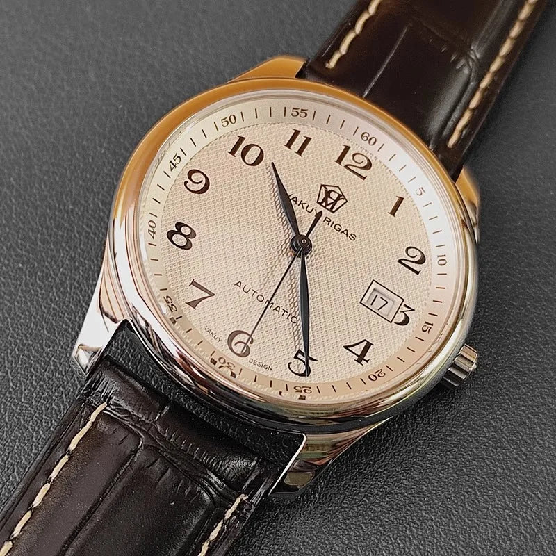 Men's Automatic Watch, Business Haiou ST2130 Caliber, Burnt Blue Ultra-Thin Hands with Date Display