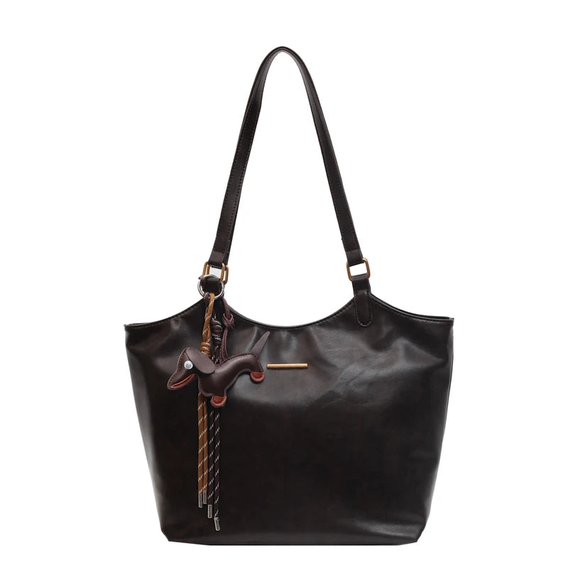 Women Vintage Shoulder Bag PU Leather Retro Tote Handbag Large Capacity Fashion Underarm Bag Female Travel Work Bag