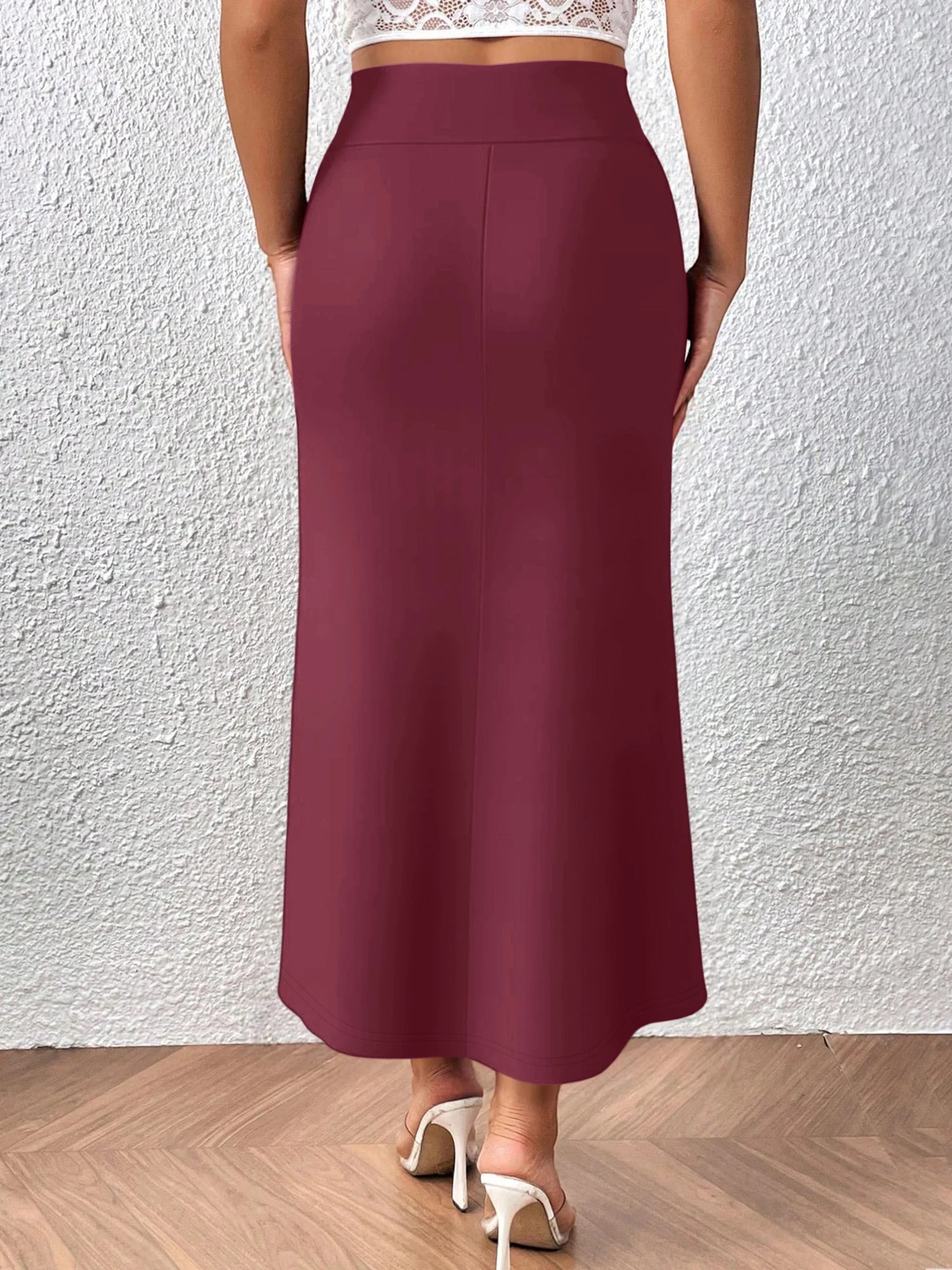 Versatile Midi Skirt High Waisted Flared Design Smooth Texture Suitable for Spring Gardens Summer Markets Autumn Walks