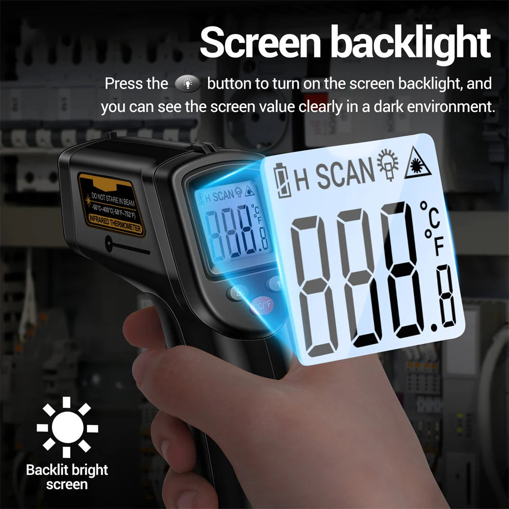 Digital Infrared Thermometer Non-contact Thermometer Industrial Precision Laser Temperature Meter Pyrometer Instrument Tool