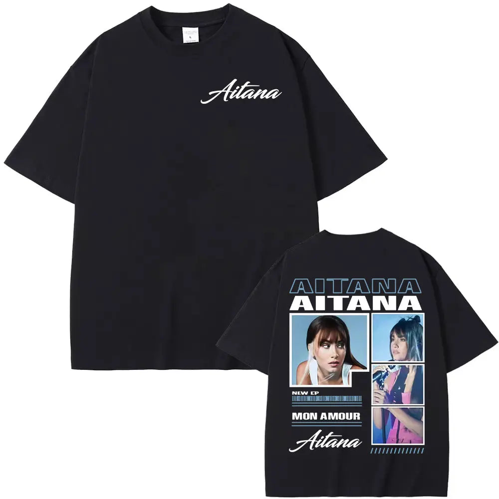 Singer Aitana Cuarto Azul Tour Graphic T Shirts Men Women Fashion Aesthetic Short Sleeve T-shirt Cotton Casual Oversized T Shirt