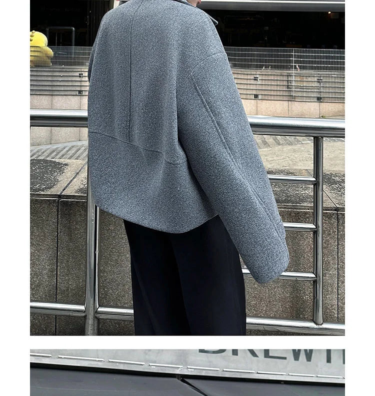 High-end British Style Sle Ort Suit Woolen Jacket Men's Autumn Winter High Sensation Cool Korean Sle Coats Jaet Outerwear Unisex