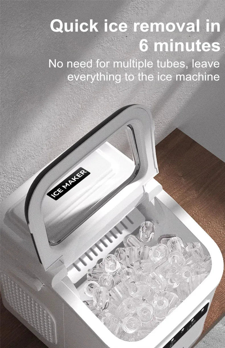 Ice Maker 15KG Automatic Household Mini Ice Cube Machine, Portable Intelligent Quiet Ice Maker for Home Dormitory Outdoor Use