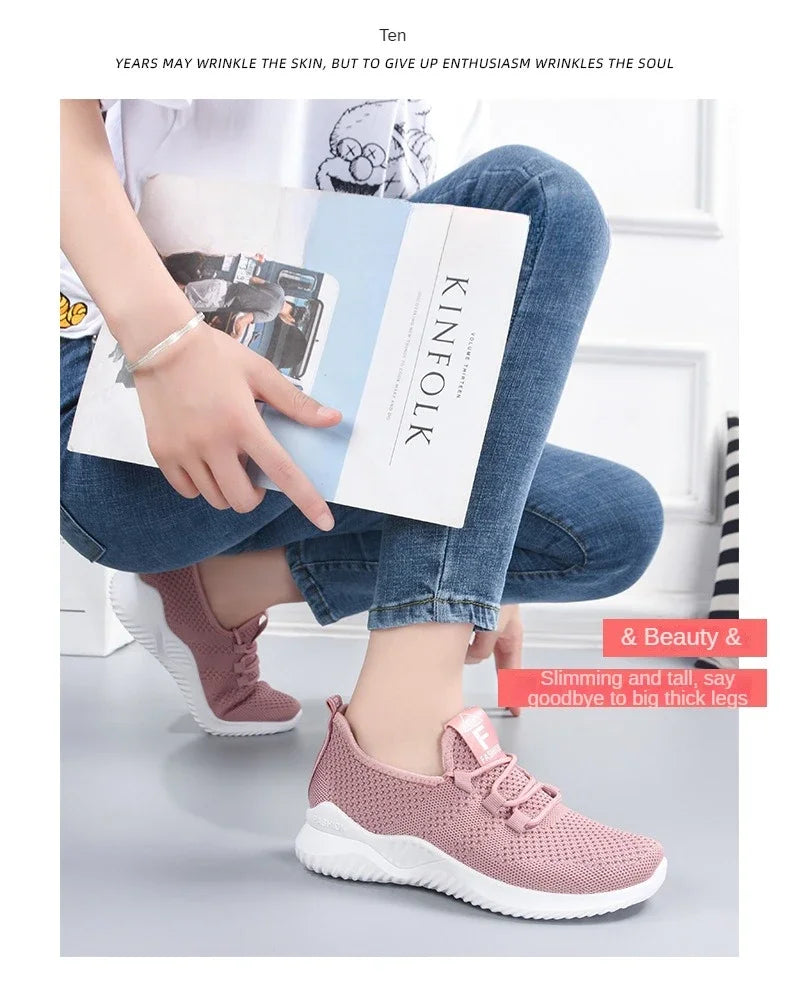Women Casual Shoes Fashion Breathable Walking Mesh Flat Shoes Sneakers Women 2026 Gym Vulcanized Shoes Purple Female Footwear