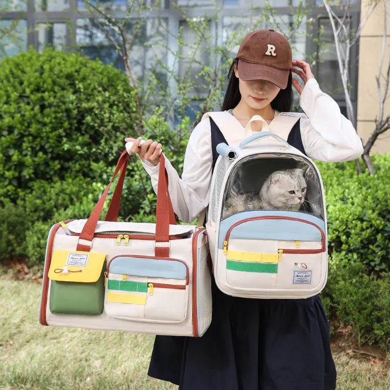 Portable Outdoor Pet Cats Dogs Backpack Carying Bag Comfortable Breathable Large Capacity Shoulder Handbag for Pet Products
