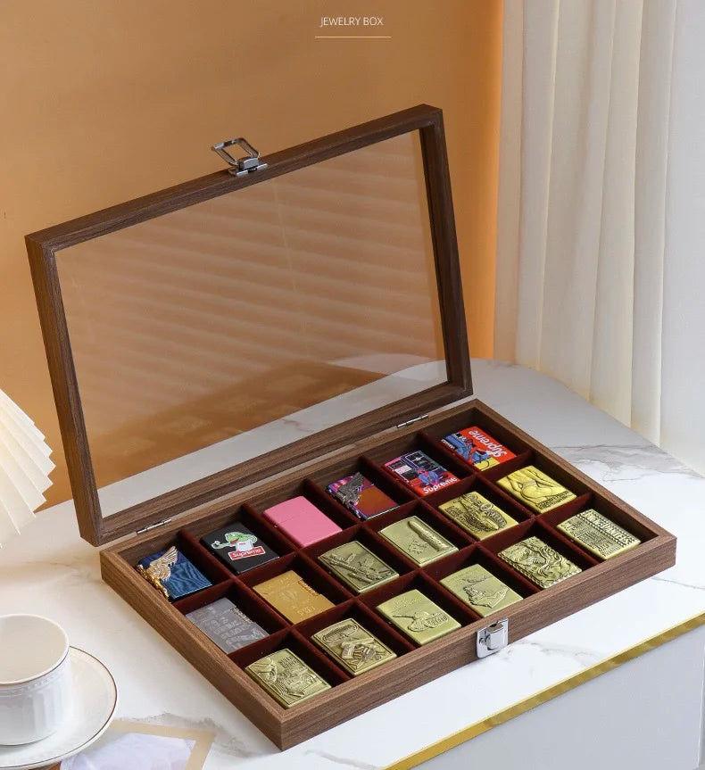 Lighter Storage Box Lighter Holder Display Box Windproof Lighter Display Stand Transparent With Lid Dustproof Large Capacity