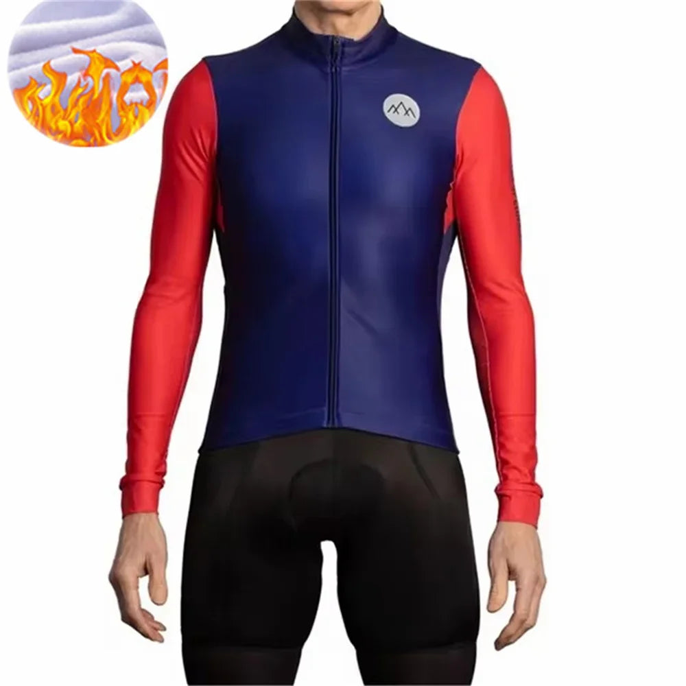  Winter Jacket Thermal Fleece Cycling Jacket Of Climbers Men Long Sleeve Clothing Warm Tops Road Bike Outdoor Sports MTB Winter