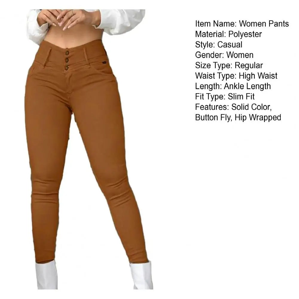 Pants Women High Waist Pocket Design Skinny Autumn Spring Leggings Push Up Button Pocket Streetwear Casual New Pants