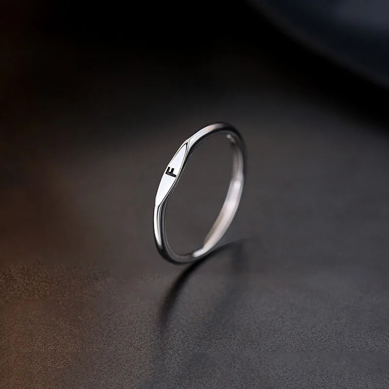 New 925 Sterling Silver Letter Ring Charm Personality Simple Style Woman Ring Birthday Gift for Friends Exquisite Jewelry