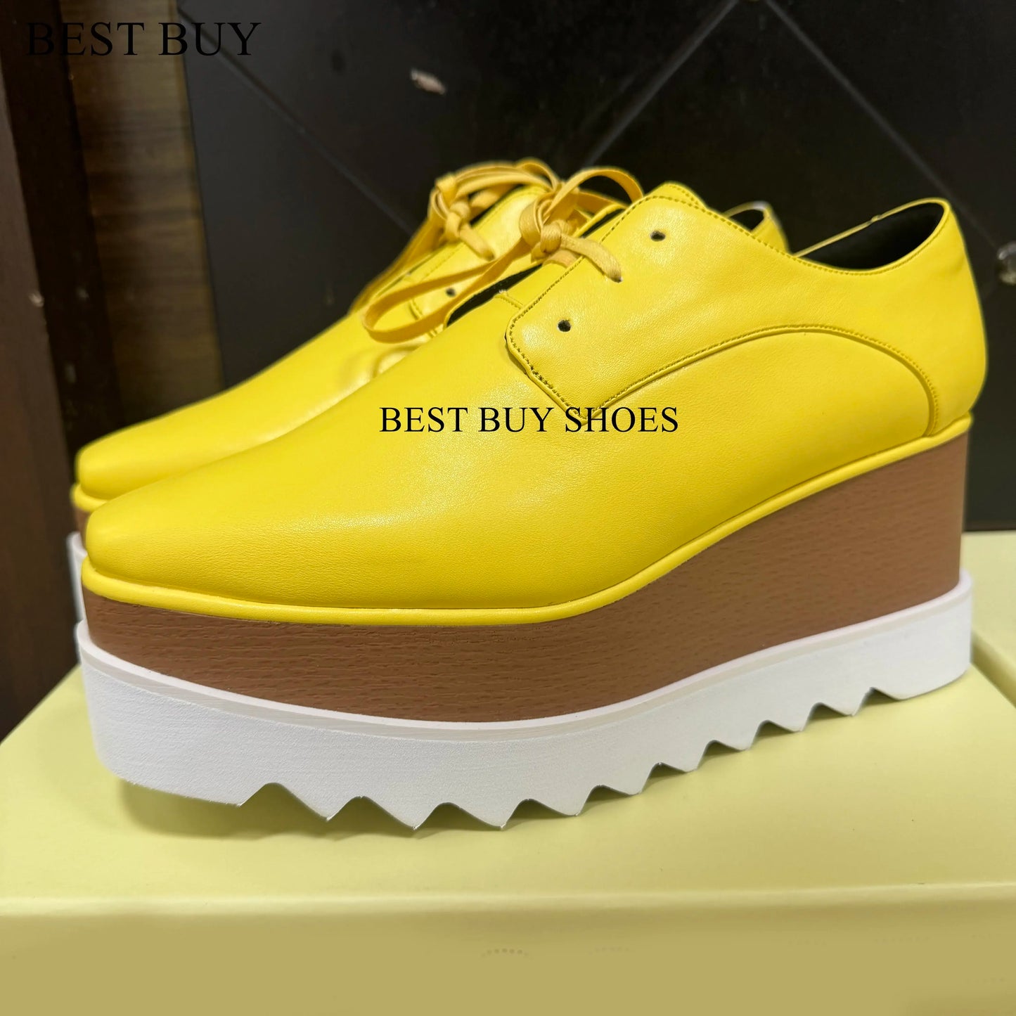 Women Fashion patent Stars high Loafers Shoes Lady Square Toe lace-up Thick Bottom Platform Wedge Shoes For Women sneakers