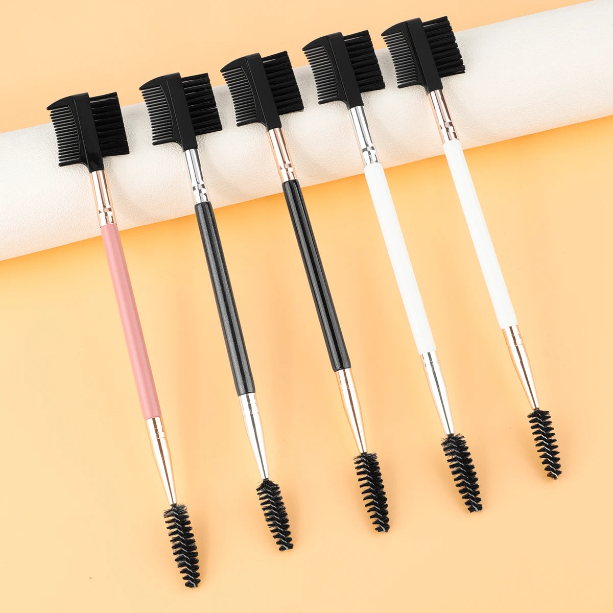 1/2/5PCS 3 Head Eyebrow Eyelash Shaper Double Head Brush Makeup Grooming Tool Cosmetic With 3 Different Spoolie Brushes