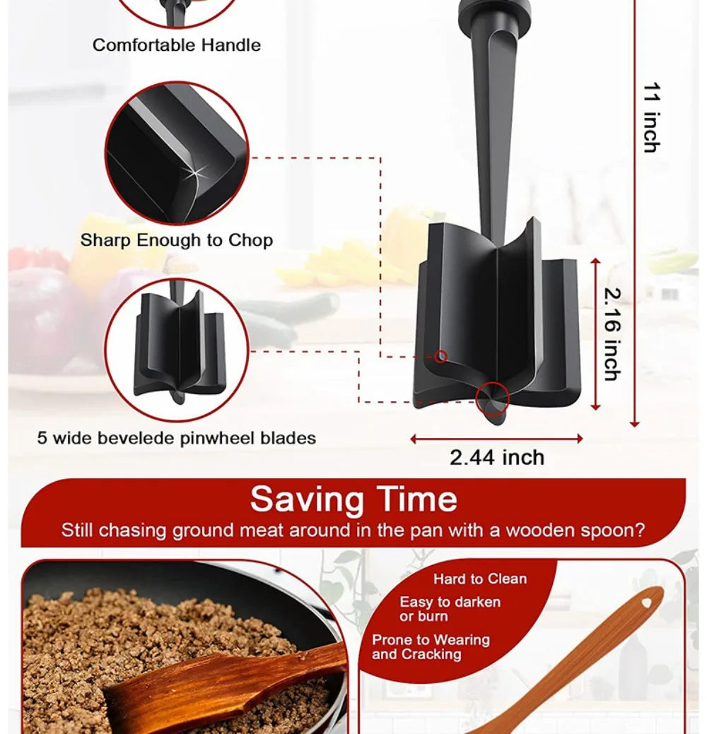 Handheld Meat Grinder Stick Chopper Rice Mixer Grinding & Bean Salad Blender Cooking Scraper Pounding Kitchen Accessories