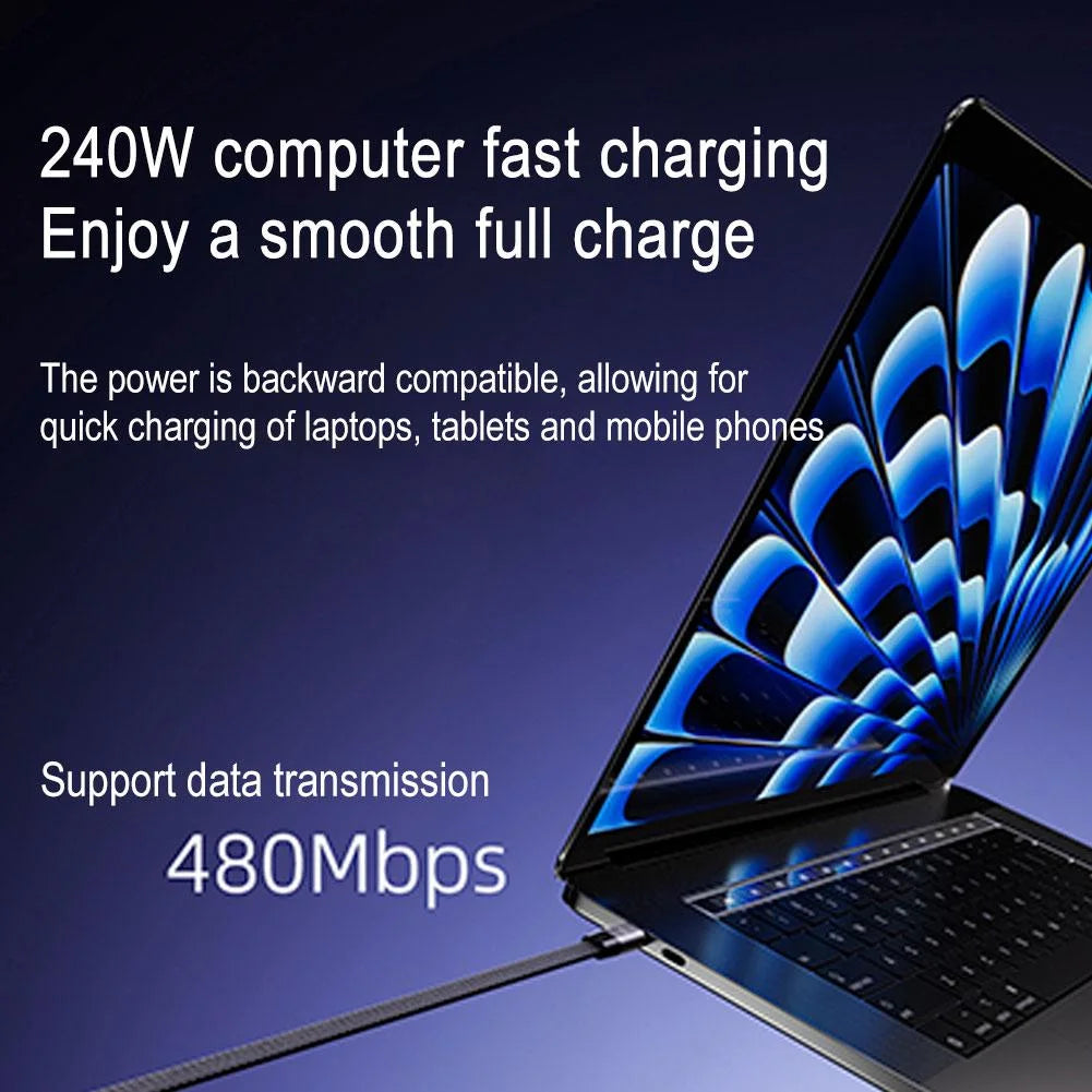 240W Stand Charging Cable, 2-in-1 with Phone Holder for Gaming/Videos, Compatible with iPhone 15-17 & Huawei