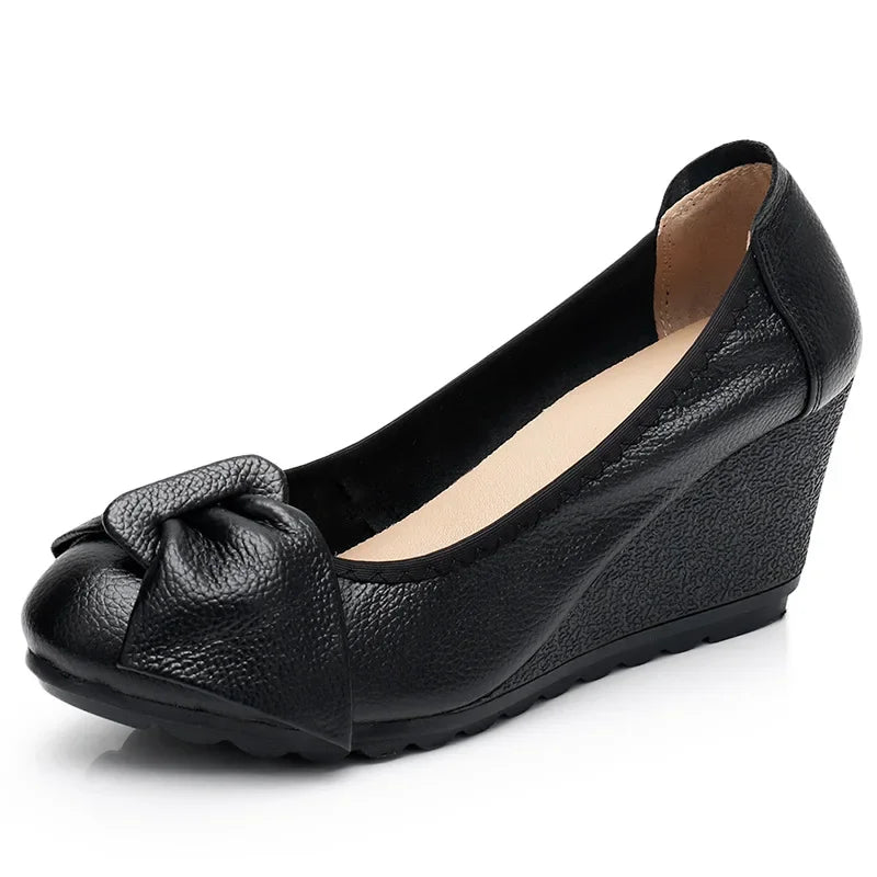 Women's Shoes New Fashion Genuine Leather High Heels Women Wedge Shoes Elegant Casual Woman Shoes Ladies Wedges Female Footwear