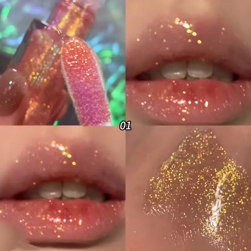 Shiny Glitter Lip Gloss Mirror Water Light Lip Glaze Long Lasting Moisturizing Lipstick Pearl Shimmer Lip Oil For All Skin Types