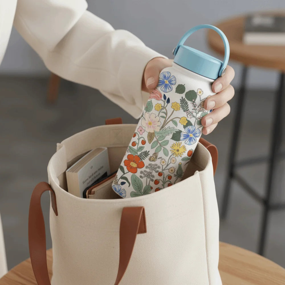 Gift INS Insulated Water Bottle 1L Portable Outdoor Insulated Mug Leak-proof Large Capacity Thermal Water Bottle Office