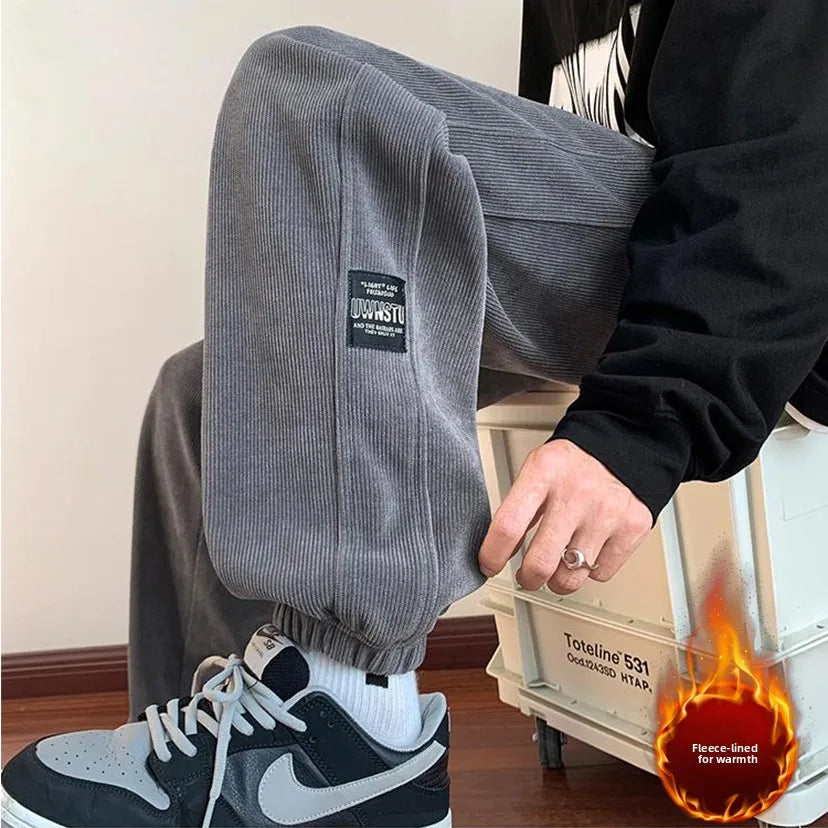 2025 New Men's Corduroy Casual Pants Autumn Winter Wear Resistant Dirt Proof Loose Fit Sport Style Trousers for Working