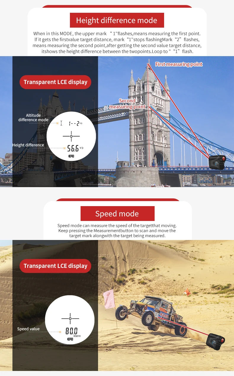 1000m Laser Distance Meter Rangefinder for Golf Rangefinder Hunting Telescope Speed Meter