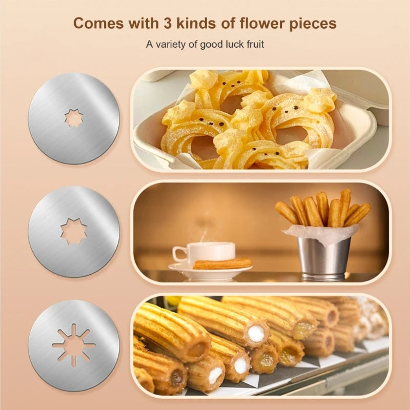 Easy To Use Churro Press Stainless Steel Spanish Treat Machine Professional Cookie Press Practical Kitchen Baking Tool