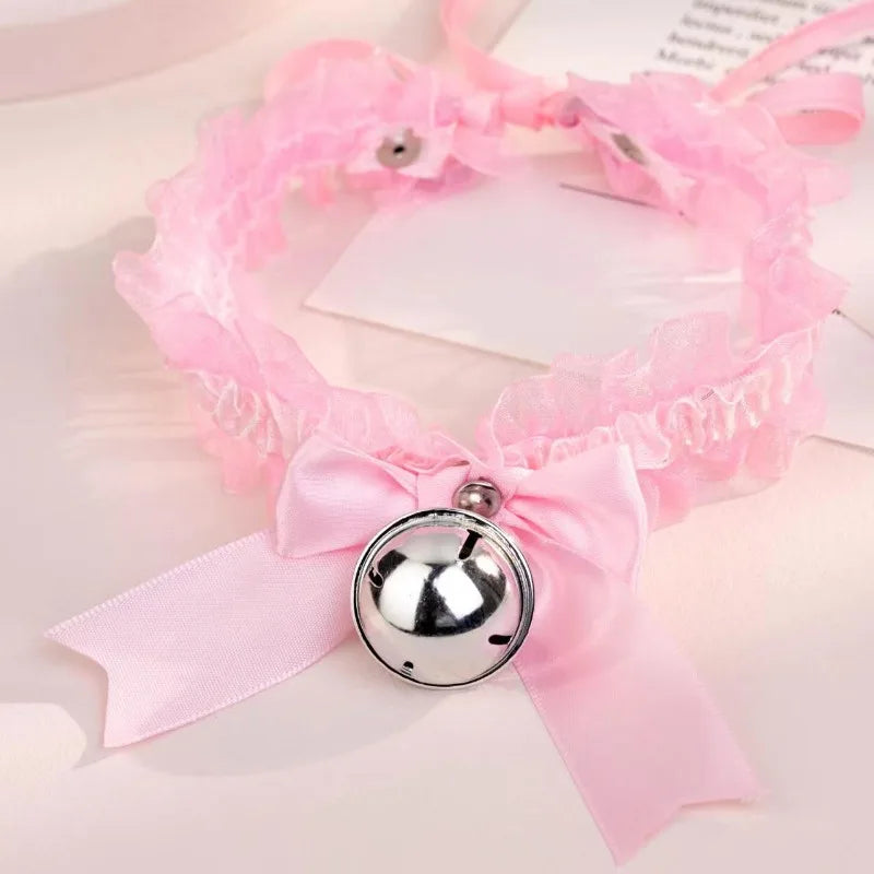 Japanese Bow Lace Lace Bell Necklace Choker Collarbone Neck Accessory Sexy Sweet Soft Girl Neck Strap Cos Maid Collar