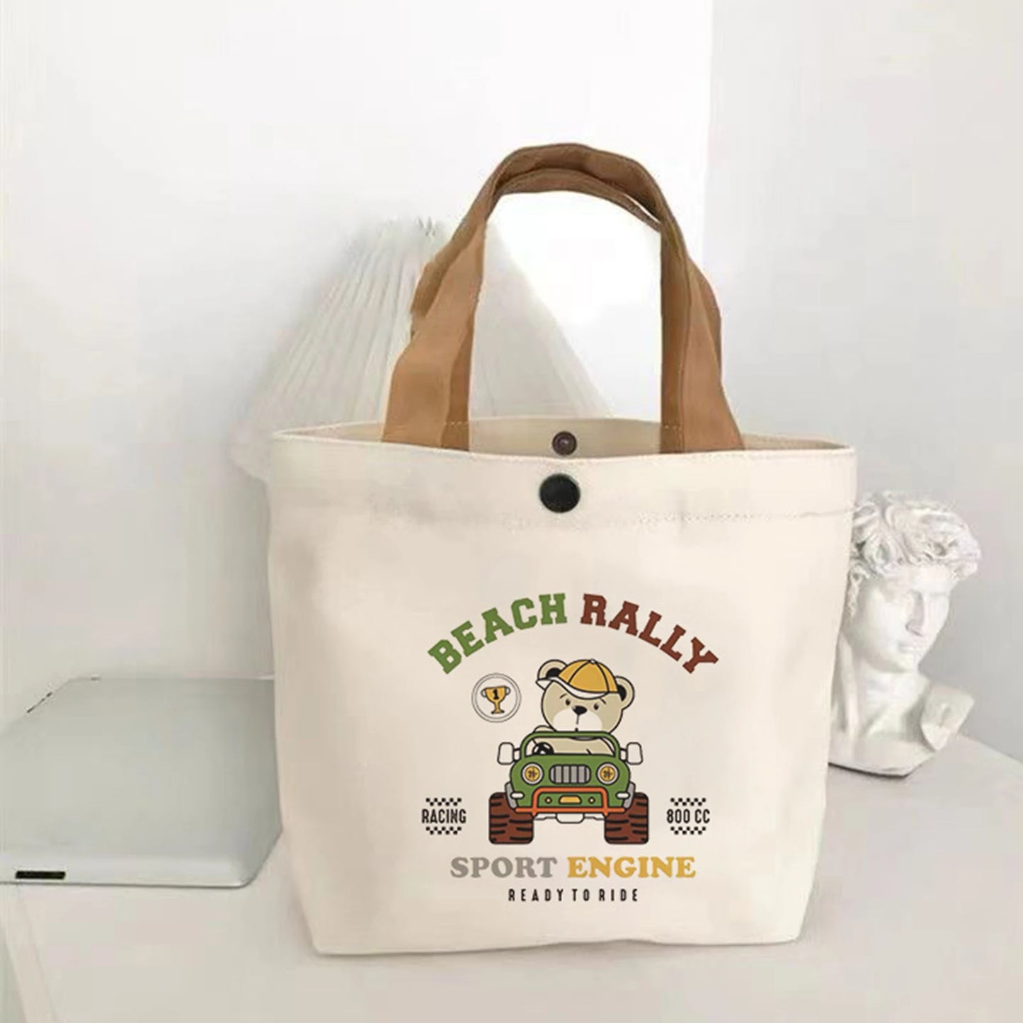 Canvas Tote Bag for School Cartoon pattern Lunch Box Student Handbag Durable Lunch Carrier Pouch Women Men 27*22cm