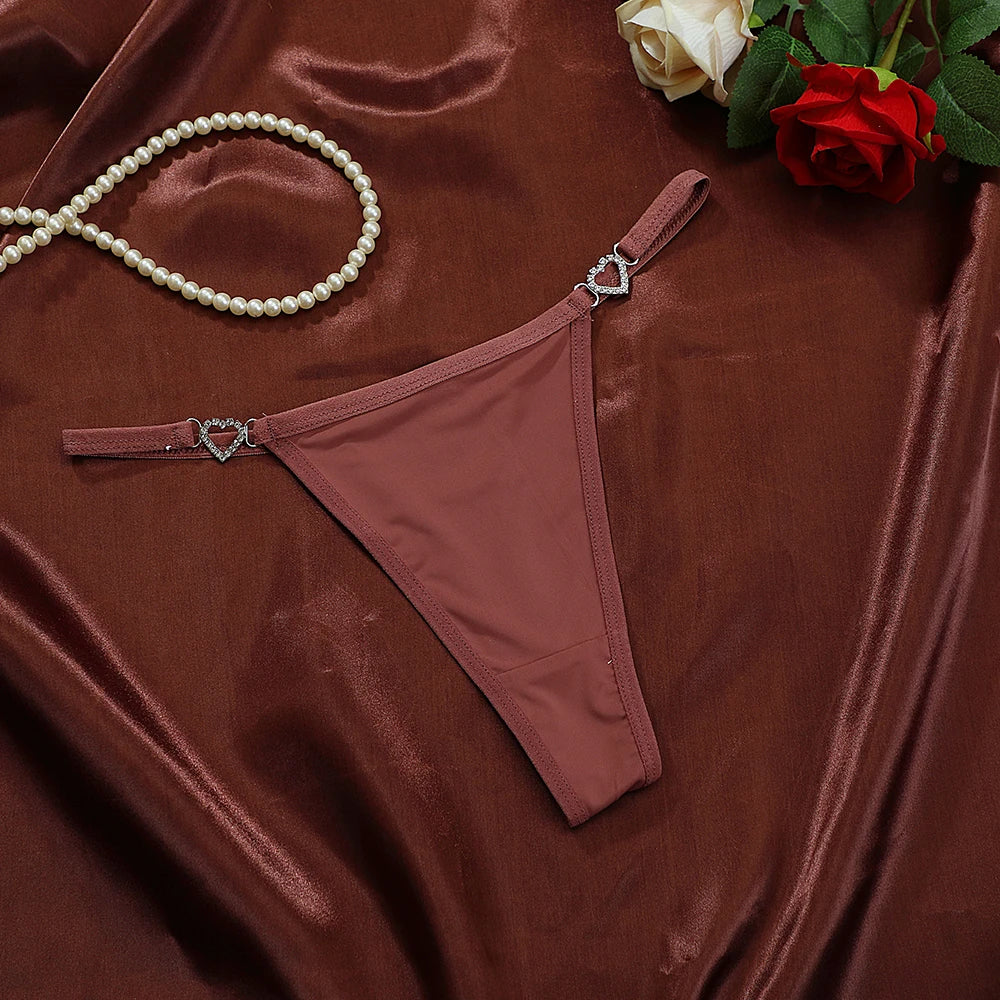 Women Sexy Thongs Low Rise Ladies G-string Heart Decoration New Fashion Cotton Panties Super Comfortable  Lingerie For Women