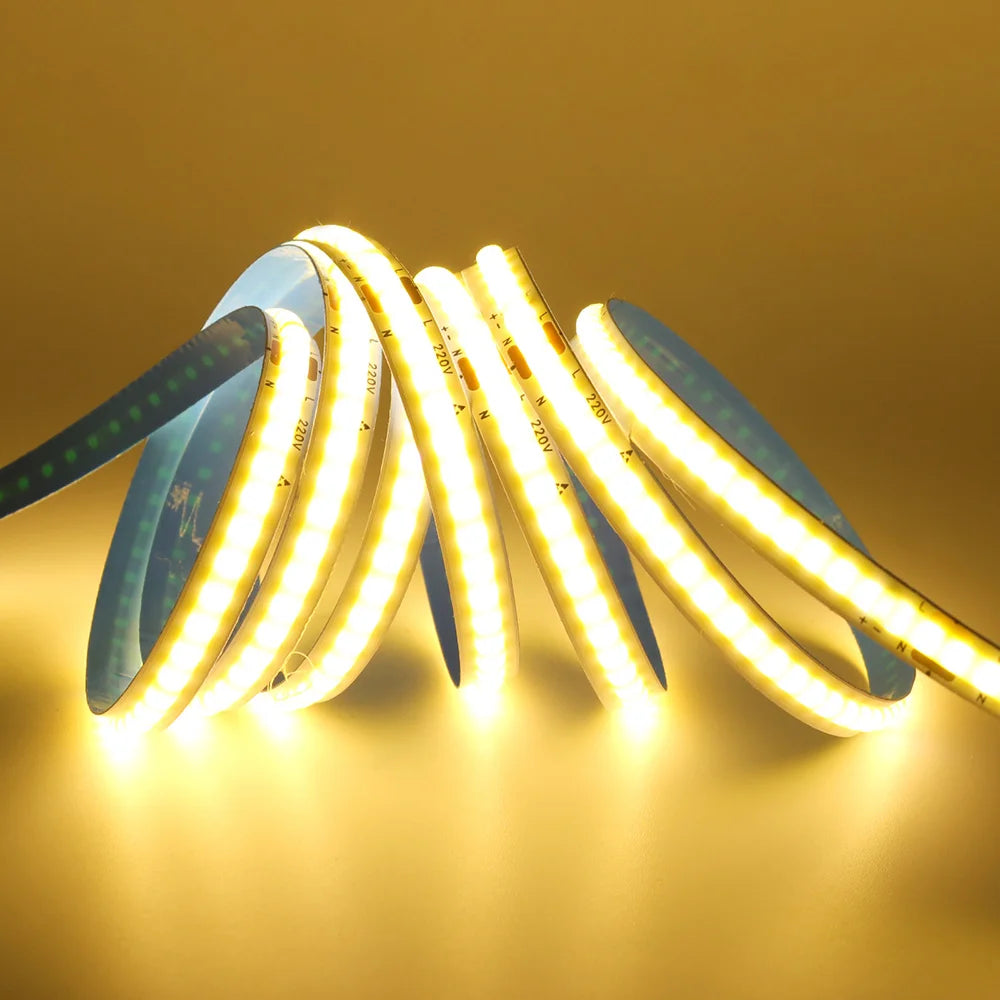 Led Strip COB 220V High Brightness 5m 10m 20m 50m Flexible Light Tape with IC Rectifier 230V 240V AC 240LED/m Linear Lighting