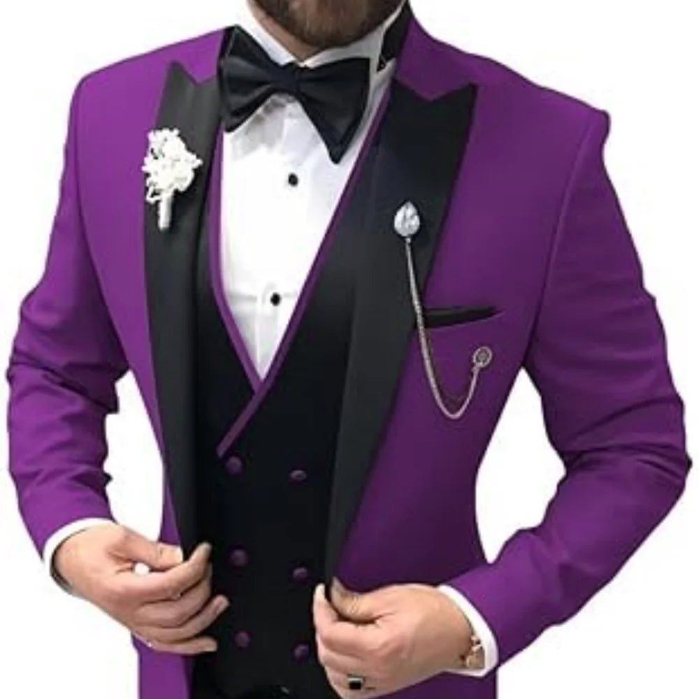Elegant Suits For Men Wedding 3 Pieces Jackets Vest Pants Blazers Outfit Groom's Classic Full 2025 Formal Costume