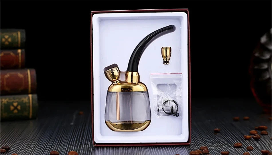 New Gold Shisha Shaped Hookah Water Pipe Smoking With Handmade Smoking Accessories Pipe Shisha Hookah Bicirculation Filter