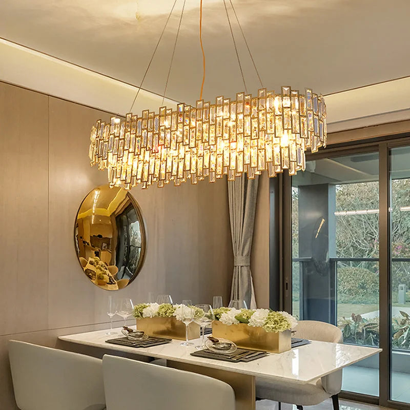 Luxury Crystal Chandelier Ceiling Light Fixture Dining Table Light Led Lighting Lamps Living Rooms Żyrandol Pendant Ceiling Lamp