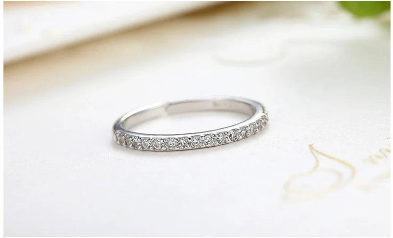 925 Sterling Silver Jewelry Shiny Zircon Women's Rings White Stacking Paired Ring Solid Bands Fine Minimalism Monaco
