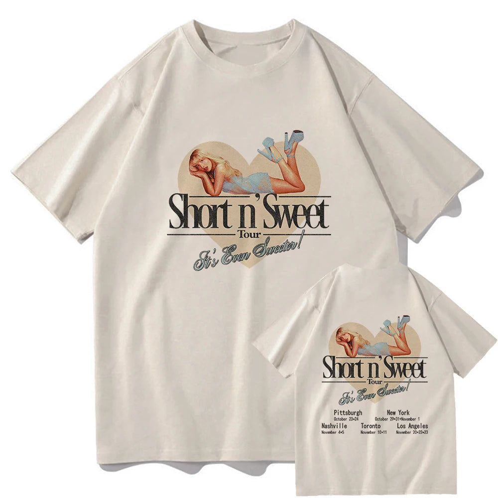Summer Short N’ Sweet Tour 2025 T-shirt Sabrina Carpenter Lover Men/women Clothing Harajuku Summer Tops Graphic T Shirts Vintage