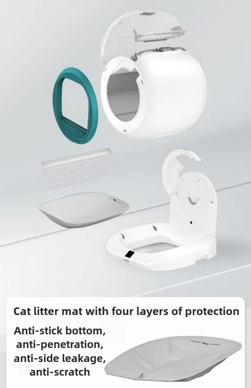 65L Automatic Cat Litter Box Self Cleaning Large Cats Litter Box APP Smart Closed Cat Toilet Dual Deodorization Pet Supplies