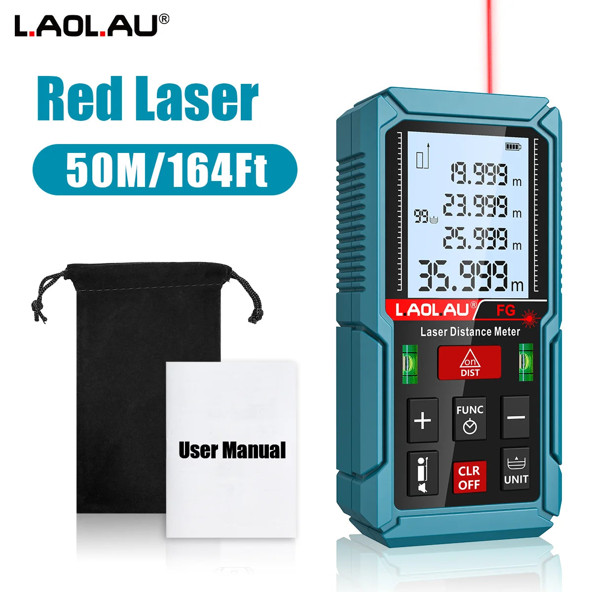 Laser Meter Digital Tape Timer Trigger Measure Tools 50m 100m 150m Laser Distance Meter Bubble Level Handheld Laser Rangefinder