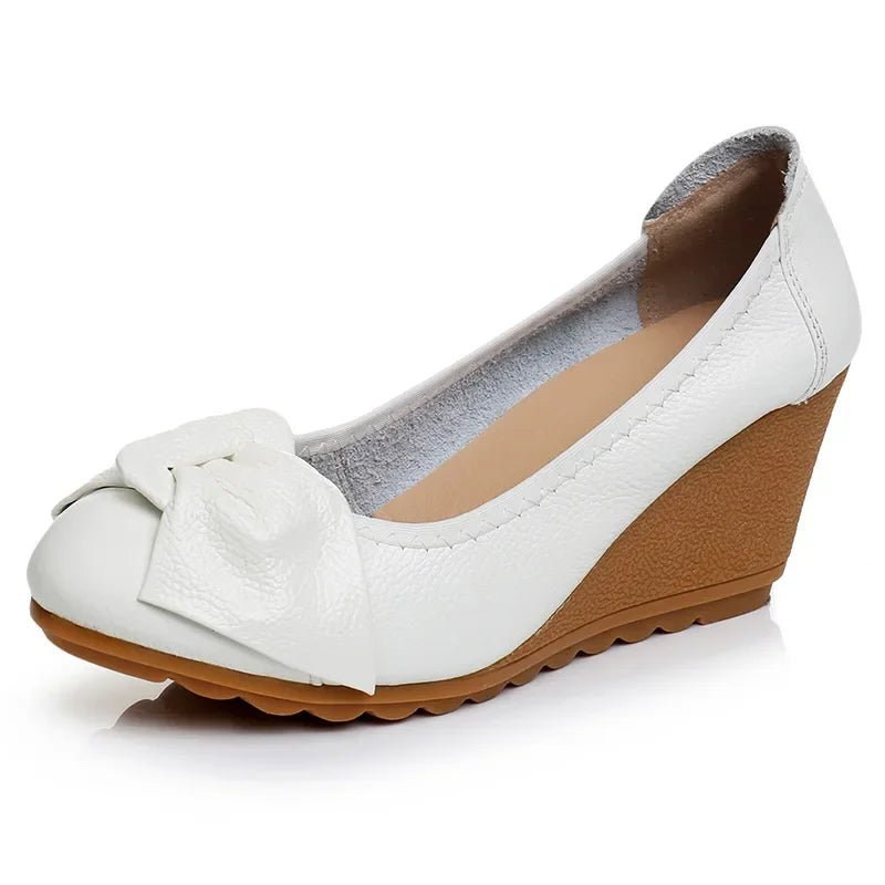Women's Shoes New Fashion Genuine Leather High Heels Women Wedge Shoes Elegant Casual Woman Shoes Ladies Wedges Female Footwear