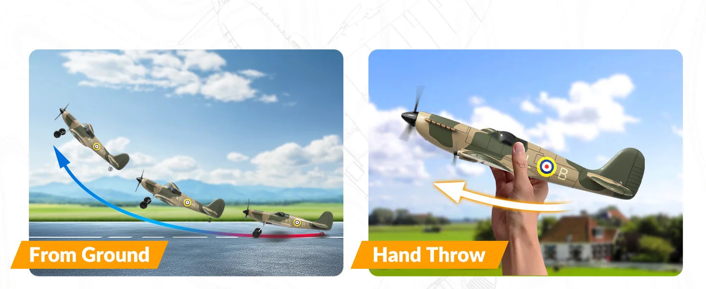 Volantexrc 3CH Spitfire RC Plane 2.4G Gyro Stabilizer 400MM 400MM Fixed Wing EPP Foam Airplane RTF Fighter for Boys Children ﻿
