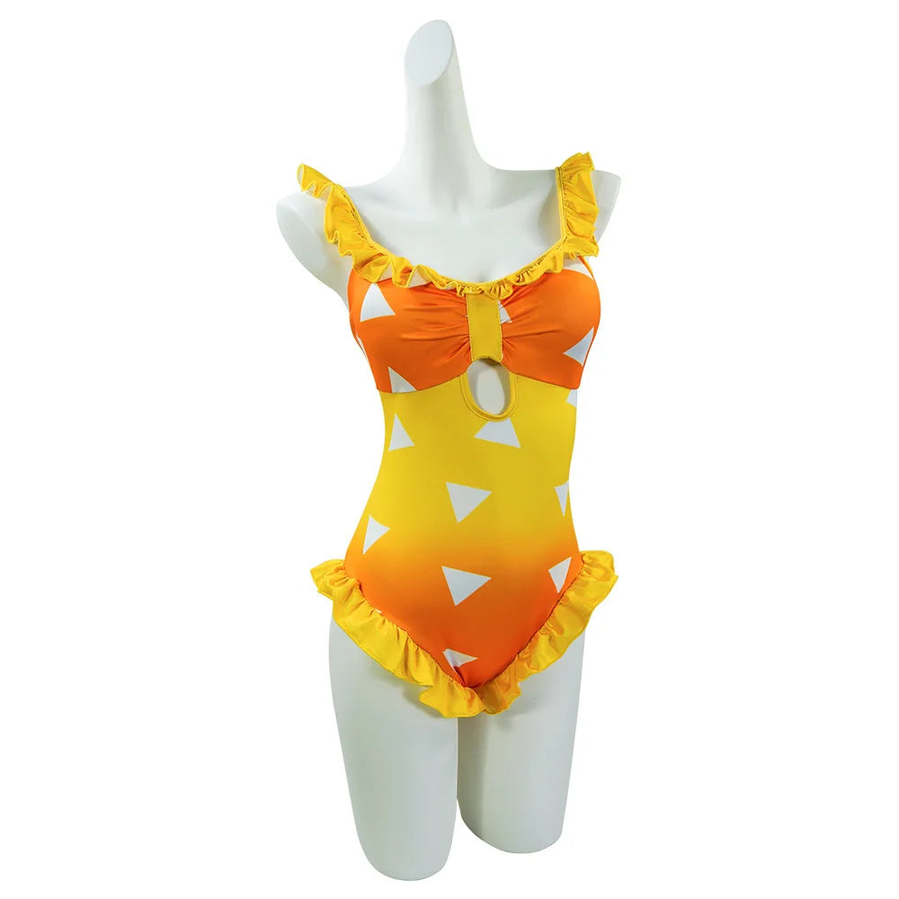 Anime Demonn Slayer Cosplay Swimsuit Shinobu Kimetsu no Yaiba Tanjiro Nezuko Bathing Suit for Pool Beach Party Halloween Costume