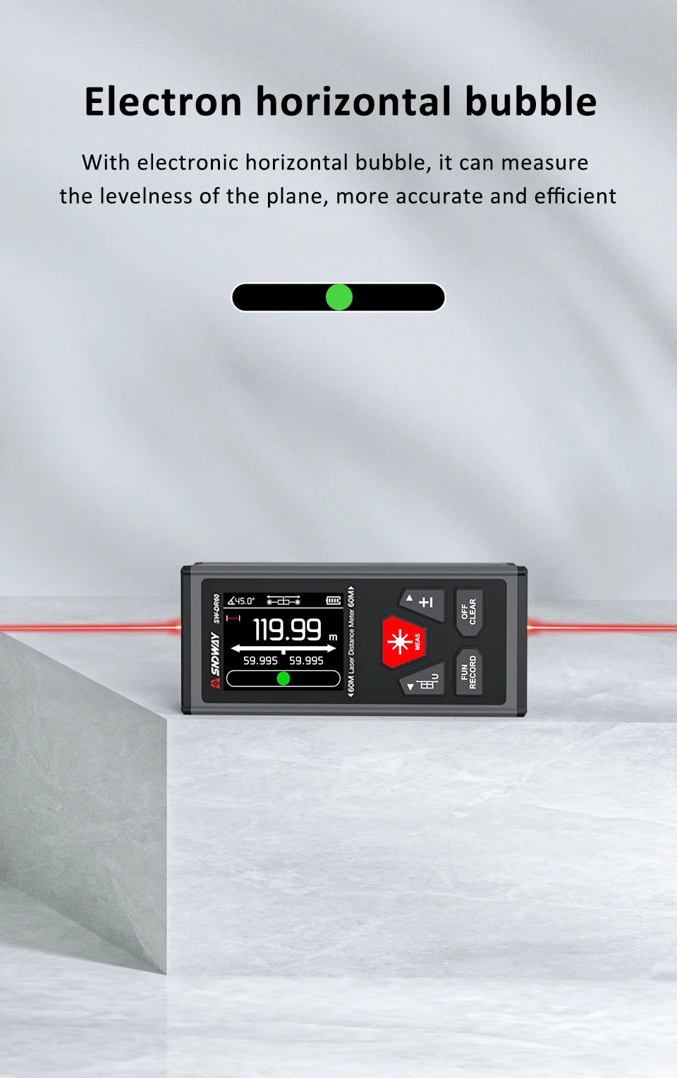 SW-DR/DG Series 2 Way Laser Measure Meter Rangefinder Red/Green Laser Distance Meter 60M/100M Digital Rechargeable Range Finder