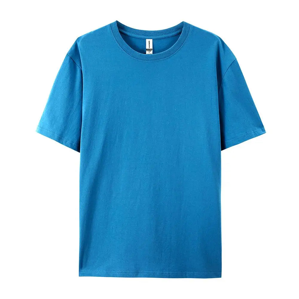 Loose Cotton Solid Tshirts Men Woman Short Sleeve Fashion Brand Trend Couple Clothing Tees Customized Candy Color Summer Tops