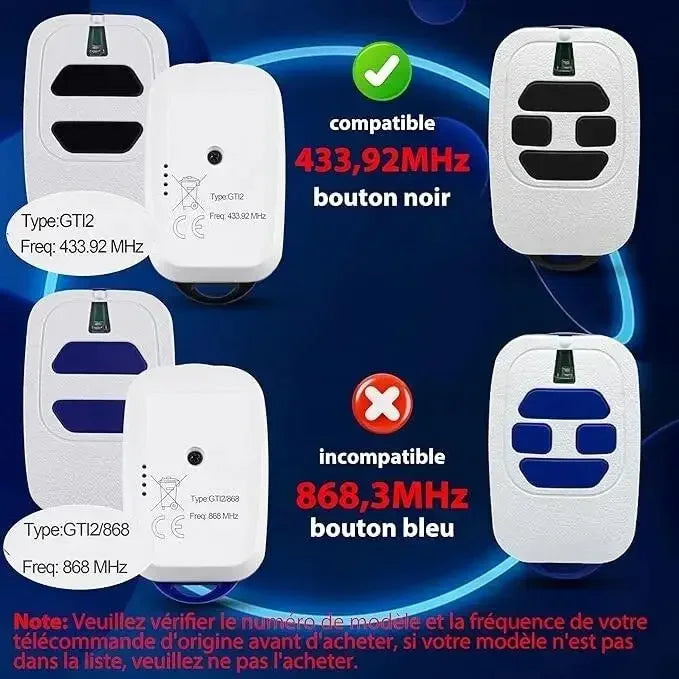 Garage Door Remote Control Replacement for 433MHz DEA GTI2 GTI4 MIO TR2 TR4 MIO TR2N TR4N Gate Opener